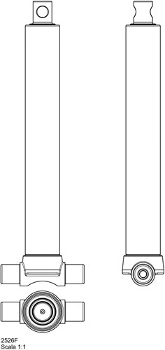 TELESCOOPCILINDER 2 TRAPS 3,5 TON SLAG 995 MET GAT (ONDER AANSLUITING, VERZINKT)